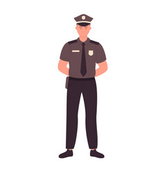 Standing Policeman With Crossed Arms Behind Back