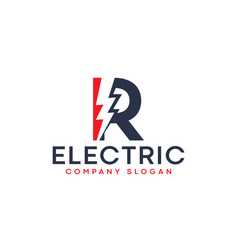 Letter R Lightning Electric Logo With Lighting