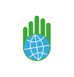 Logo Combination Of A Hand And Earth Green