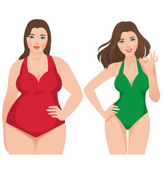 Before And After Weight Loss Fat Slim Woman