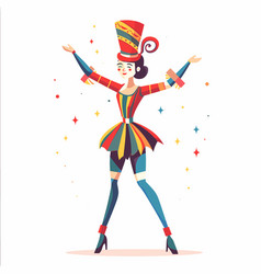 Female Circus Performer Celebrating Colorful