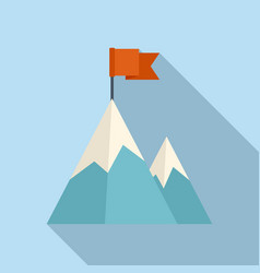 Flag On Mountain Way Icon Flat Top Career