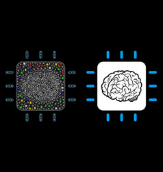 Glossy Mesh 2d Neural Processor Icon With Light