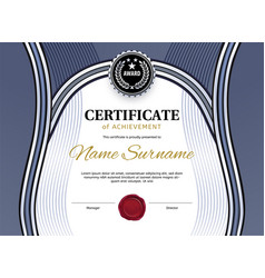 Certificate Blank White Silver Blue Arc Frame