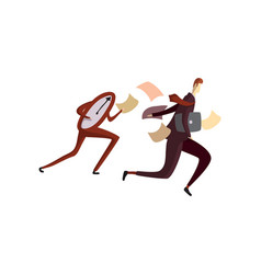 Man In A Suit Runs Away From Humanized Watches