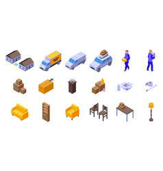 Moving House Services Icons Set Isometric