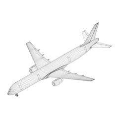 Passenger Airplane Wireframe Isolated On White