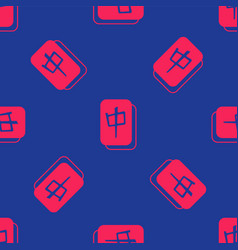 Red Mahjong Pieces Icon Isolated Seamless Pattern