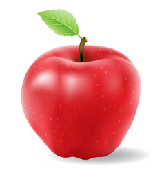 Red Shiny Apple With A Green Leaf Gradient Mesh