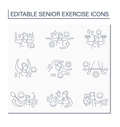 Senior Exercise Line Icons Set