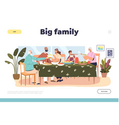 Big Family Dinner Together Concept Landing Page