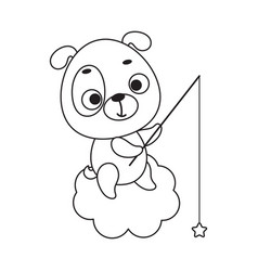 Coloring Page Cute Little Dog Fishing Star