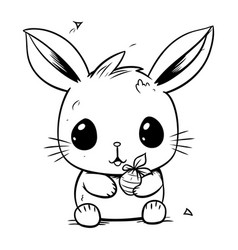 Cute Bunny With Easter Eggs For Coloring Book