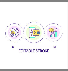 Digitization Of Financial System Loop Concept Icon