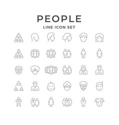 Set Line Icons Of People