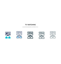 Tv Watching Icon In Different Style Two Colored