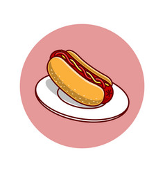 Cartoon Serving Hot Dogs On A Plate