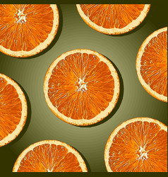 Fresh Orange Cut Pattern On Green Background