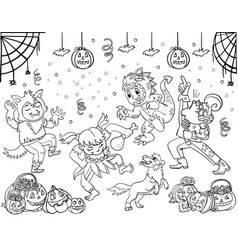 Kids Coloring Dancing In Halloween Costumes