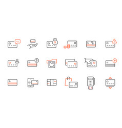 Online Payment Online Bank Line Icon Set Credit