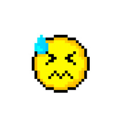 Pixel 8 Bit Yellow Circle With Smile Isolated