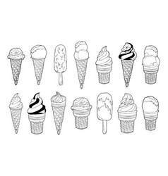 Set Hand Drawn Linear Ice Cream