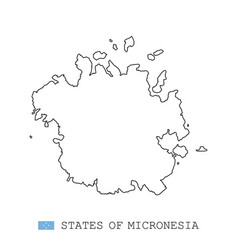 States Of Micronesia Map Line Linear Thin