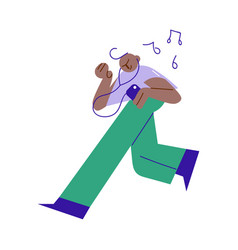 Young Black Boy Teen Running And Listening