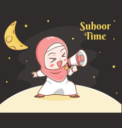 Suhoor Time With Cute Muslim Girl Cartoon