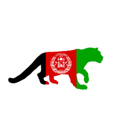 Afghanistan Flag Over Snow Leopard National Animal