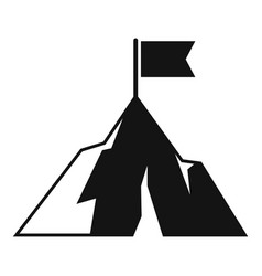 Climb Flag On Mountain Icon Simple Top