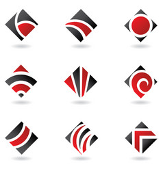 Red And Black Square Diamond Icons With Stripes