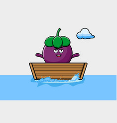 Cute Cartoon Mangosteen Get On Boat