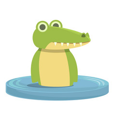 Alligator In River Icon Cartoon Cute