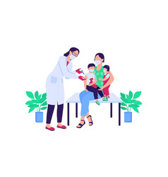 Doctor Vaccinating Children Flat Color Faceless