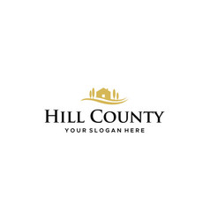 Flat Hill County Tree Building Home Logo Design