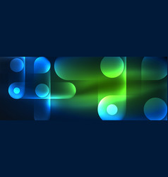 Glowing Circles On A Dark Blue And Green