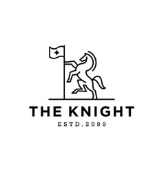 Knight Horse Logo Concept Standing Stallion Horse