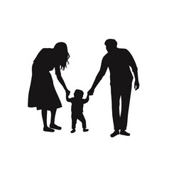 Family Silhouettes Parents With Their Little Baby