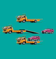 Set Of Towing Car Trucking Auto Transport