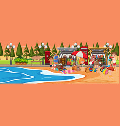 Summer Beach Outdoor Scene With Car Boot Sale