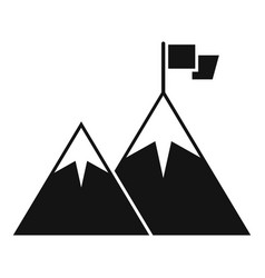 Business Flag On Mountain Icon Simple Top