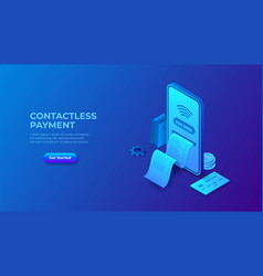 Isometric Contactless Payment With Business Check