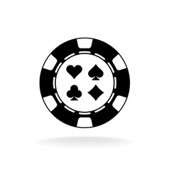 Casino Chip Logo Black Poker Chip With Card Suits Vector Image