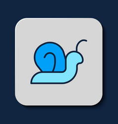 Filled Outline Snail Icon Isolated On Blue