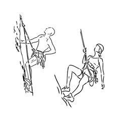 Climber Climbing A Cliff Rock Sketch