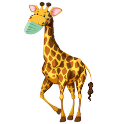 Giraffe Cartoon Charater Wearing Mask