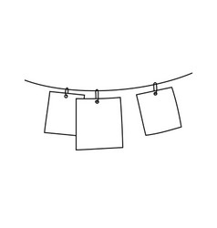 Hand-drawn Blank Square Cards Hanging From A Rope