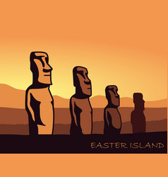 Landscape Of Easter Island With The Famous