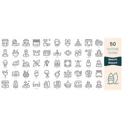 Set Of Beach Resort Icons Thin Linear Style Icons